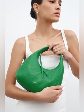 NWT Marcella NYC Grass Green Dylan Top Handle Purse Soft Italian Pebble Leather